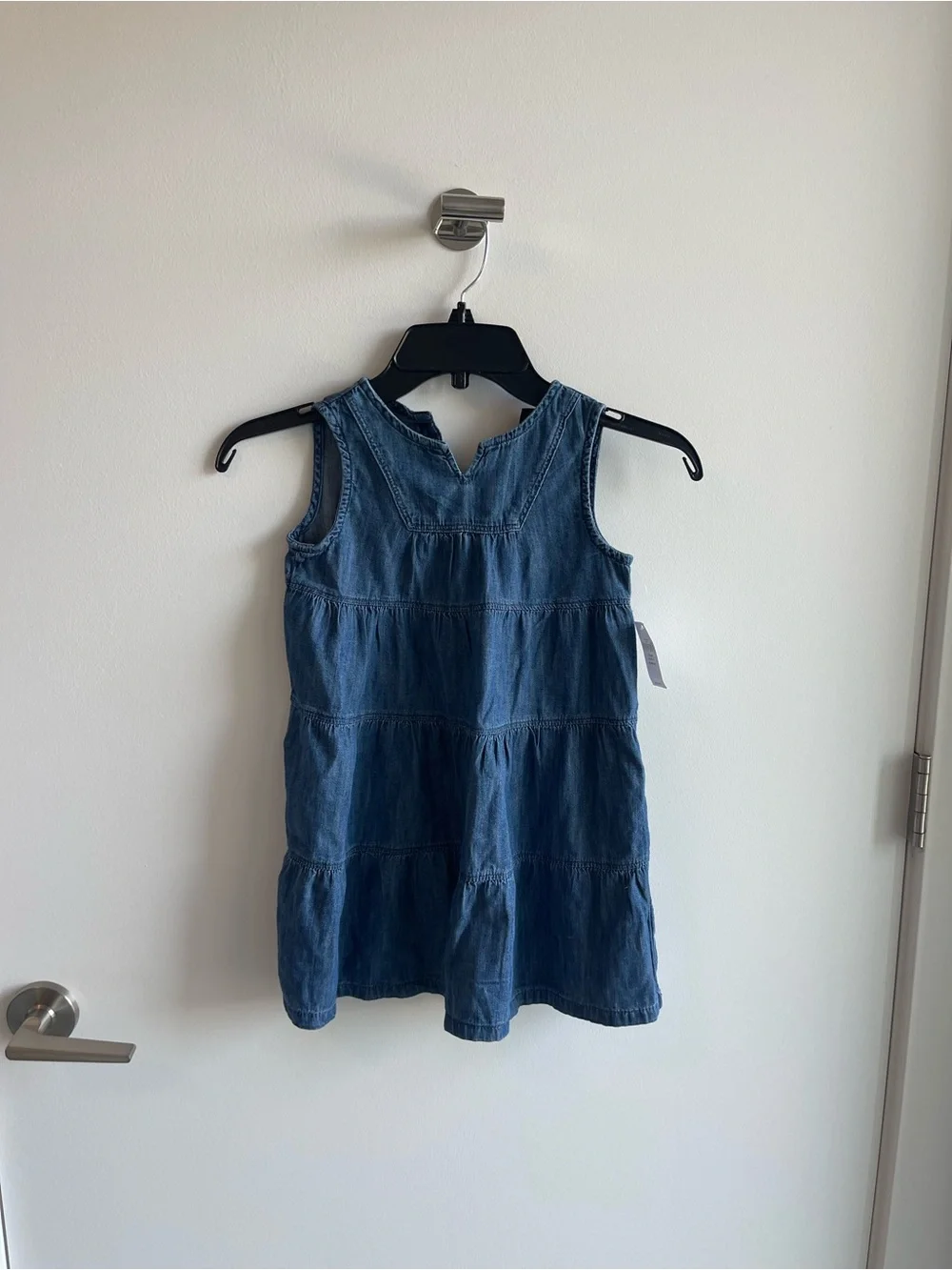 GAP Girls' Denim Tiered Sleeveless Dress - Blue